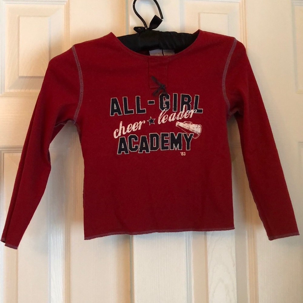 📣Vintage Cherokee 100% Cotton Stitch trimmed long-sleeved cheerleader top